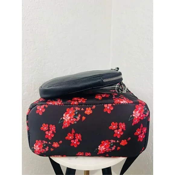 Madden Girl Mini Backpack & Pouch Bag, Lightweight, Black Red Floral, NWT - Picture 14 of 14